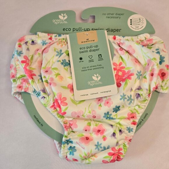 GREEN SPROUTS - i play. Baby-Girls Pull-up Swim Diaper Sz 4T - Flower Bouquet - Picture 1 of 4
